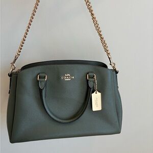 Coach Mini Sage Green Olive Carryall Satchel in Military Green Crossgrain Leathe